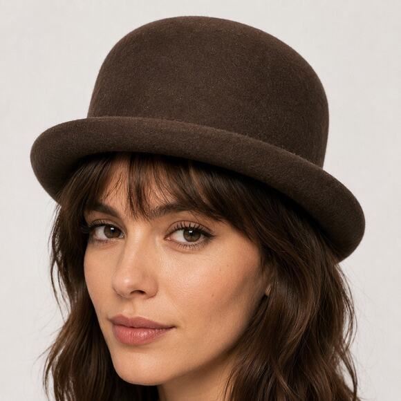 Amanda Smith Brown Wool Bowler Hat Women display picture 1